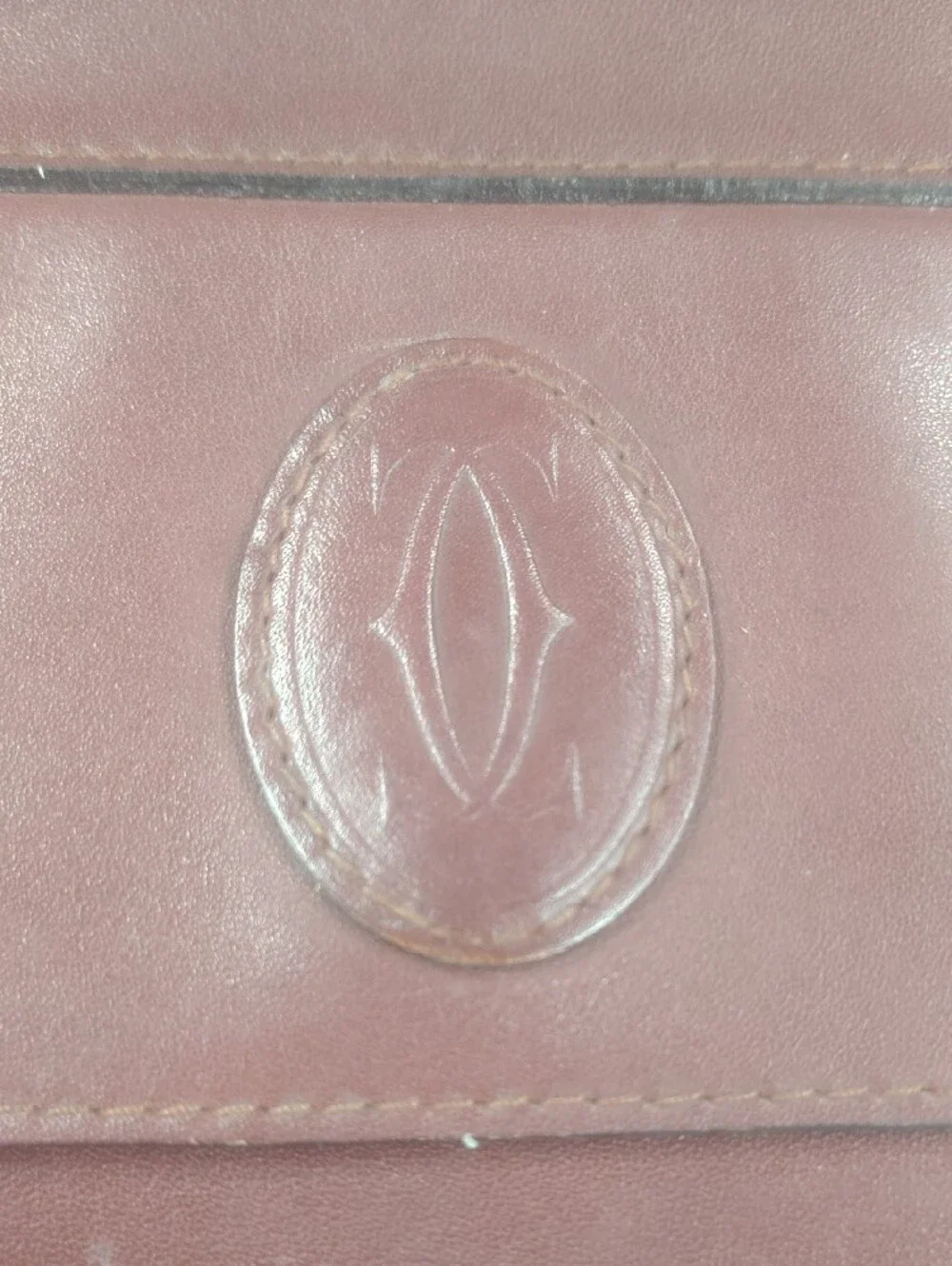 Must De Cartier Classic Burgundy Red Berdoux Leather Envelope Clutch Bag